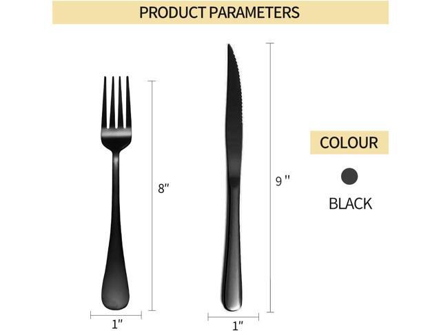12-piece Black Steak Knives Set, Fork And Knives Set For 6, Stainless Steel Knife Set Of 12, Dishwasher Safe