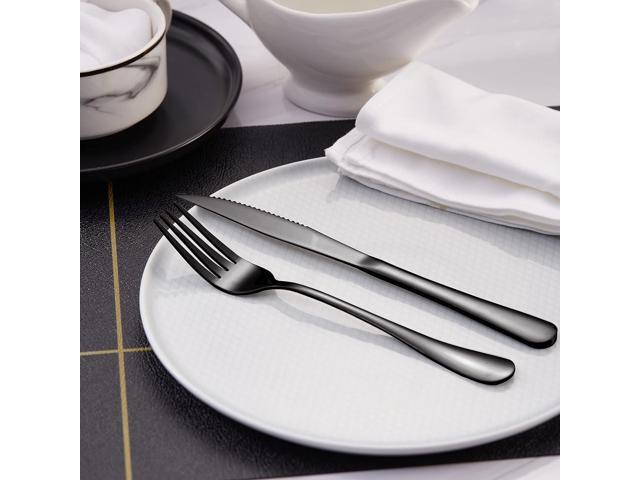 12-piece Black Steak Knives Set, Fork And Knives Set For 6, Stainless Steel Knife Set Of 12, Dishwasher Safe