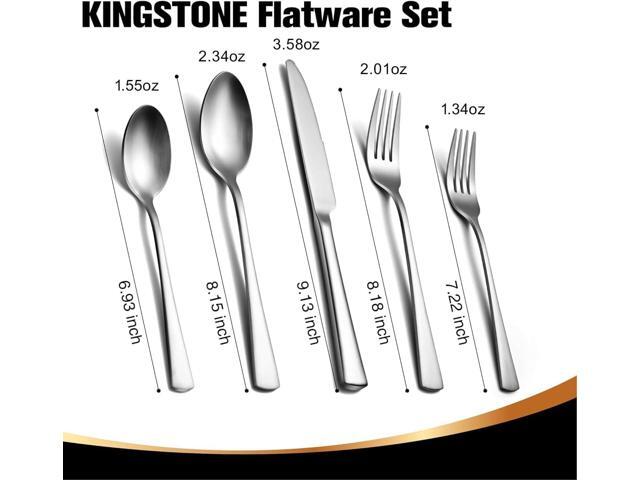 KINGSTONE 18/10 Stainless Steel Flatware, 15-Piece Forged Silverware Set for 3, Mirror Polished Cutlery Set Dishwaher Safe for Home, Restaurant,...