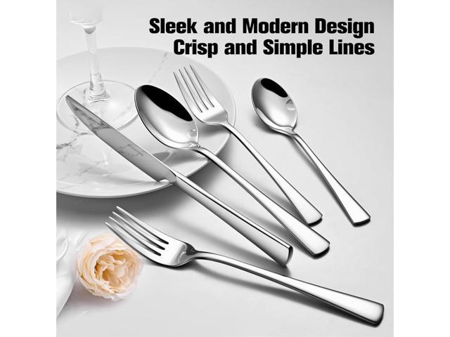 KINGSTONE 18/10 Stainless Steel Flatware, 15-Piece Forged Silverware Set for 3, Mirror Polished Cutlery Set Dishwaher Safe for Home, Restaurant,...