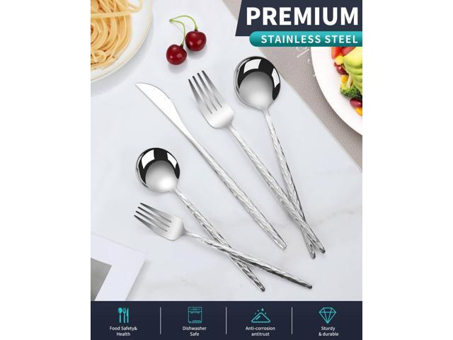 Hammered Silverware Set,30 Piece Stainless Steel Flatware Set for 6,Modern Cutlery Set,Includes Spoon Fork Knives Set,Home Kitchen and...