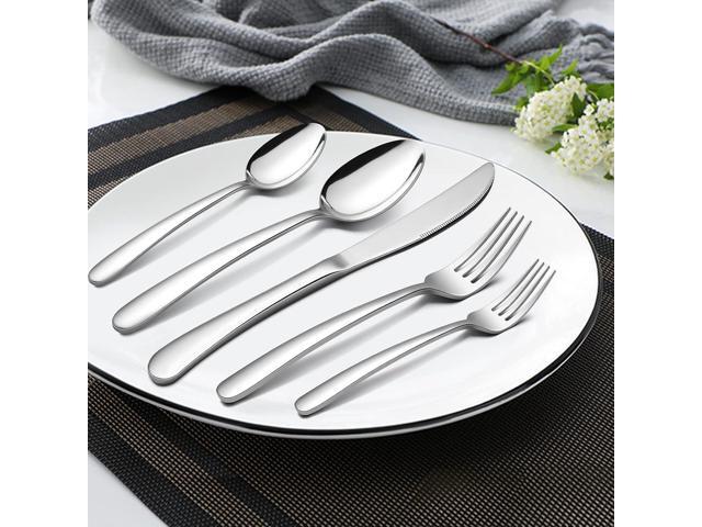 HaWare Heavy Duty Silverware Set, 45 Pieces Stainless Steel Flatware with Serving Utensils, Weight Tableware for 8, Modern Cutlery for Home,...