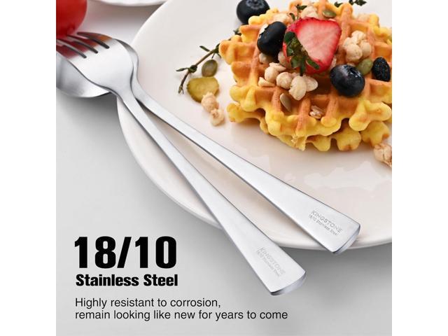 KINGSTONE Silverware Set for 8, 40-Piece 18/10 Stainless Steel Flatware Set,Forged Cutlery Set Matte Satin Finish, Dishwasher Safe