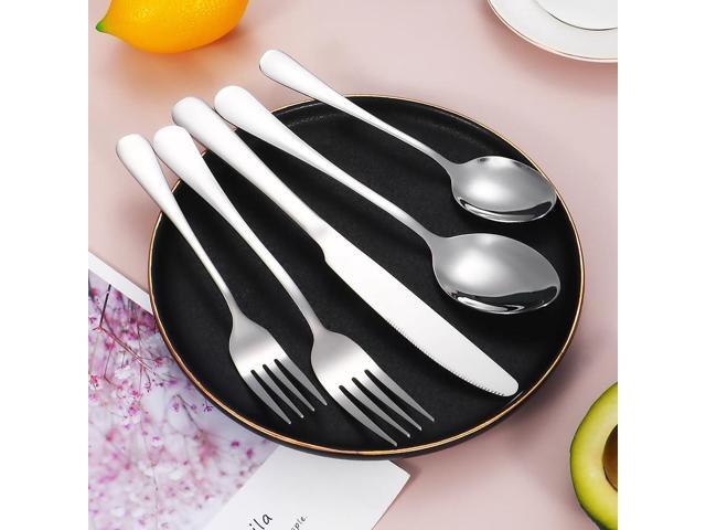 Silverware Set 20 Piece Stainless Steel Flatware Set Silverware Utensils for 4 People Includes Forks Knives Spoons & Salad Forks Dishwasher Safe...