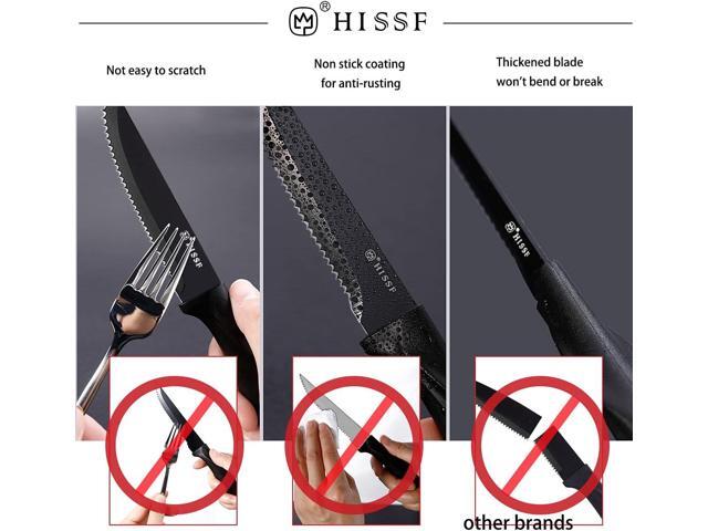 Steak Knife Set Of 12, Black Stainless Steel Sharp Blade Flatware Steak Knife Set, 4.5 Inches,Non stick coating for Anti-rusting, For Restaurant...