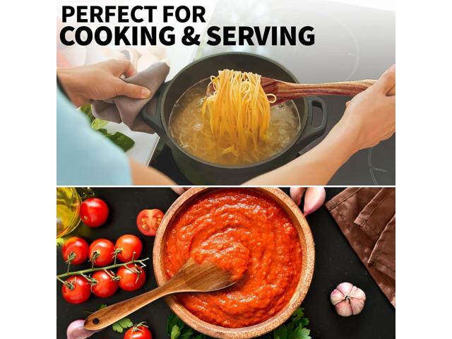 Zulay Kitchen 6-Piece Wooden Cooking Spoons Set Heat-Resistant, Smooth Teak Utensils with Comfort Grip Lightweight & Durable Easy to Clean,...