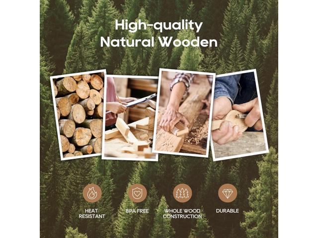Wooden Spoons for Cooking, Nonstick Kitchen Utensils Set with 4 Piece Measuring Spoons, Comfort Grip Wooden Spatula Set, 9 Piece Teak Wooden...