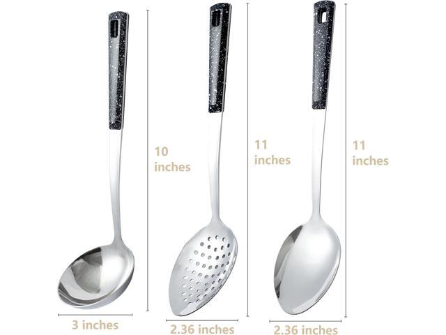 3-Piece,Stainless Steel Serving spoons set with Slotted Spoon, Serving Spoon and Perforated Spoon, soup ladle,kitchen cooking serving utensils set...