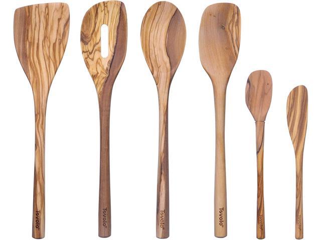 Tovolo Olivewood Utensil Set of 6 for Meal Prep, Cooking, Baking, and More