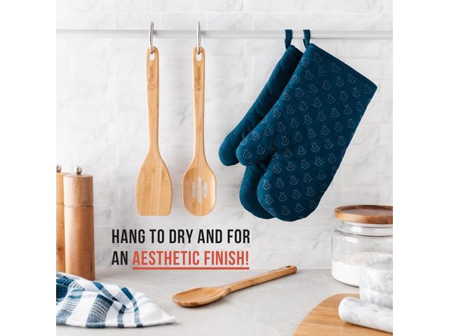 Chef Pomodoro Bamboo Cooking Utensils 3-Piece Set, Large 12.5-Inch Wooden Spatula and Frying Set