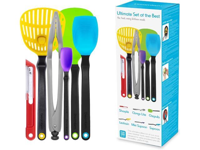 Dreamfarm Ultimate Set of The Best Silicone & Nylon Non-Stick-Safe Kitchen Cooking Utensils Set with Chopula, Supoons, Clongs Lite, Sharple, &...