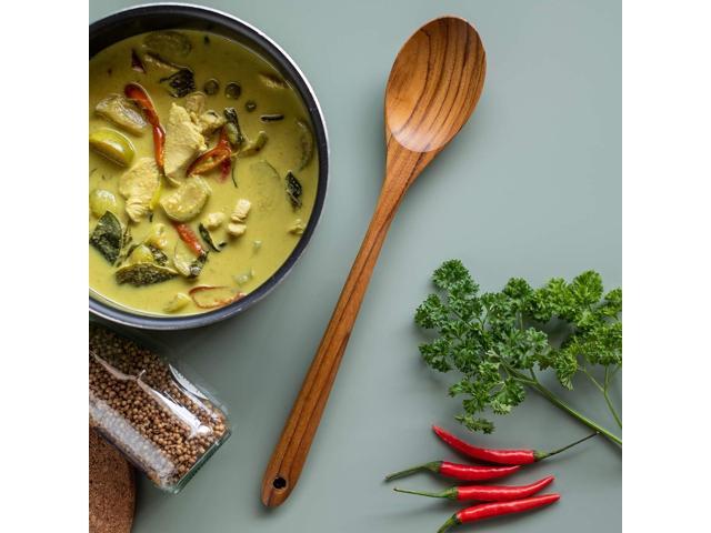 FAAY 3-In-1 Wooden Spoons Handcrafted Golden Teak Kitchen Utensils Including 13.5 Inch Cooking Spoon, Slotted Spoon and 9 Inch Versatile Spoon,...