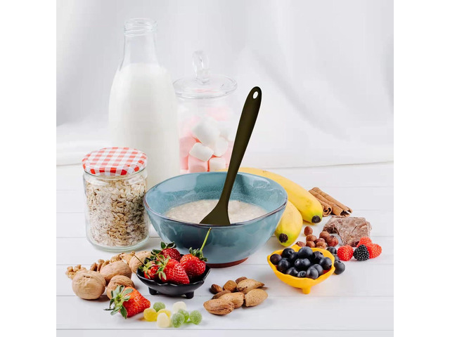 Silicone Serving Spoons Set of 3, Silicone Cooking Spoons 10.6' Nonstick, Resistant to 480 (3 PCS Black)