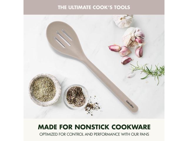 GreenPan Silicone Slotted Spoon, Cooking Kitchen Utensil, Mixing Stirring Serving, Flexible Rubber Nonstick Cookware, Rigid Steel Core...
