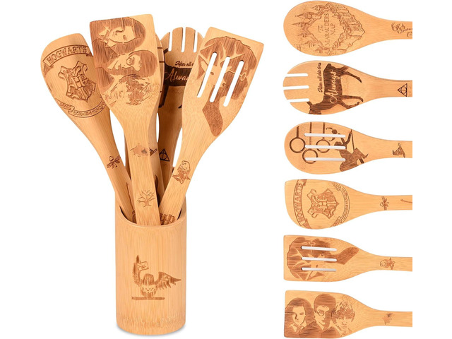 7PCS Gifts for Women Kitchen Accessories Wooden Spoons for Cooking Utensils Set 7pcs Magic Spoon for Housewarming-Wooden Spatula for Birthday Gift