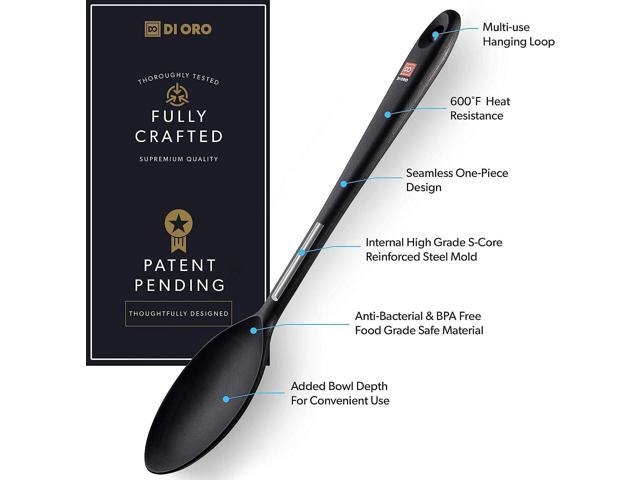 DI ORO Cooking Spoon - Solid Silicone 600F High Heat Nonstick Cookware Safe - Kitchen Spoon for Cooking & Baking - Large Serving & Mixing Utensil -...