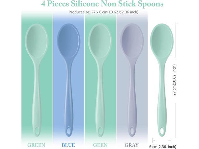 Shappy 4 Pieces Silicone Mixing Spoon Spatula Scrapers for Cooking, 10.6 Inch Heat Resistant Large Non Stick Basting Utensil for Mixing, Baking,...