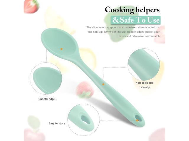 Shappy 4 Pieces Silicone Mixing Spoon Spatula Scrapers for Cooking, 10.6 Inch Heat Resistant Large Non Stick Basting Utensil for Mixing, Baking,...