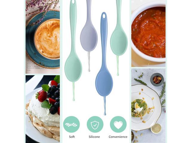 Shappy 4 Pieces Silicone Mixing Spoon Spatula Scrapers for Cooking, 10.6 Inch Heat Resistant Large Non Stick Basting Utensil for Mixing, Baking,...