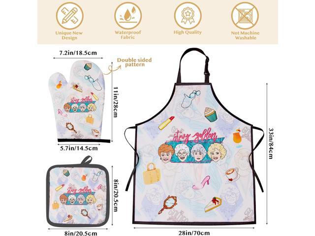Golden Gifts for Women,Kitchen Utensils Set,Golden Wooden Cooking Spoons with Apron Oven Mitt Potholder for Fans,Great Birthday Wedding and...