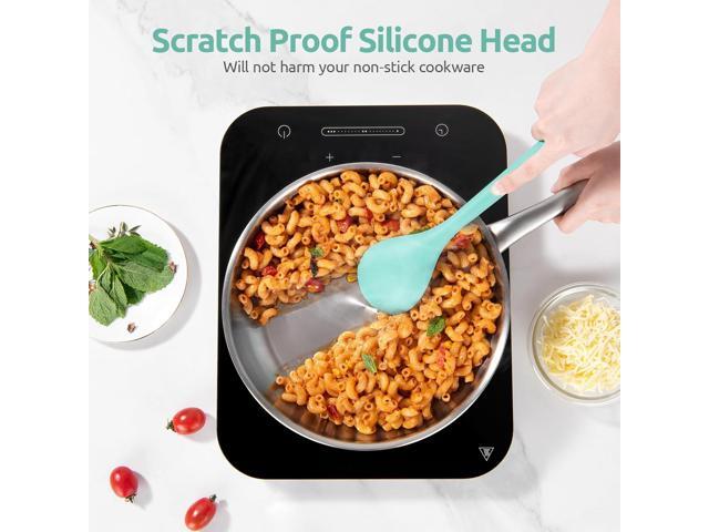 600ºF Heat Resistant Silicone Spoons: U-Taste 13.3in Solid & Slotted Kitchen Cooking Tool, Nonstick Long Rubber Utensil, Sturdy for Mixing,...