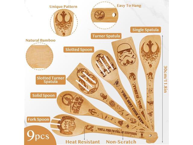Star Gifts for Women,Home Decor,Kitchen Utensils Set,Wooden Cooking Spoons with Apron Oven Mitt Potholder for Fans,Best Birthday Wedding and...