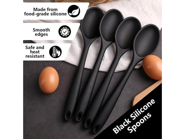 HAKSEN 4PCS Large Silicone Spoons, Nonstick Heat Resistant Spoons Kitchen Cooking Spoon for Mixing Cooking Baking Stirring