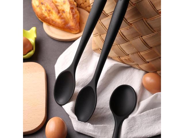 HAKSEN 4PCS Large Silicone Spoons, Nonstick Heat Resistant Spoons Kitchen Cooking Spoon for Mixing Cooking Baking Stirring