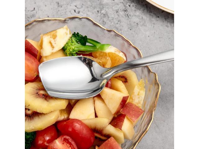 IMEEA Flat Edge Spoon 18/8 Stainless Steel Flat Bottom Serving Spoon for Cooking 8-Inch Slotted Spoon, Set of 2