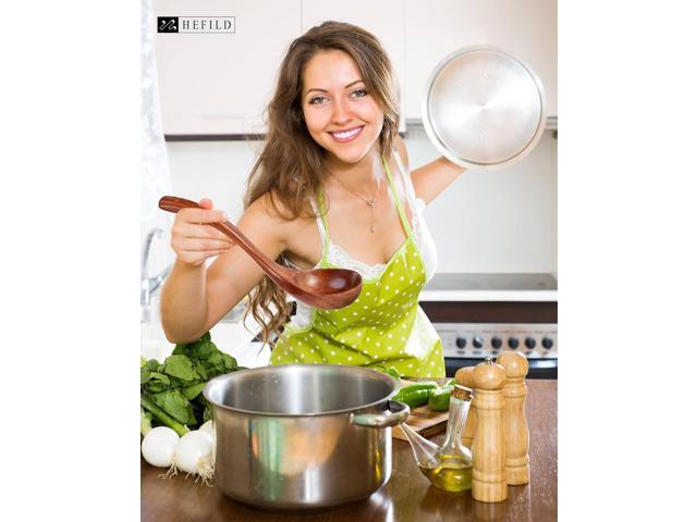 Wooden Ladles Set of 3 Wood Ladles for Serving Soups and Stews, Includes 3oz, 2oz, 0.9oz Soup Spoons and Large Kitchen Spoons for Cooking and...