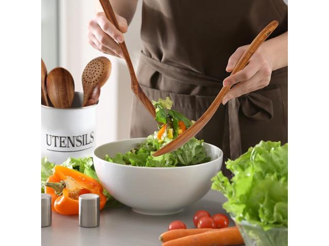 6-Pcs Wooden Spoons for Cooking - Smooth Finish Acacia Utensils -Wood Spoons for serving - -Non-Stick Cooking Utensils made of wood -