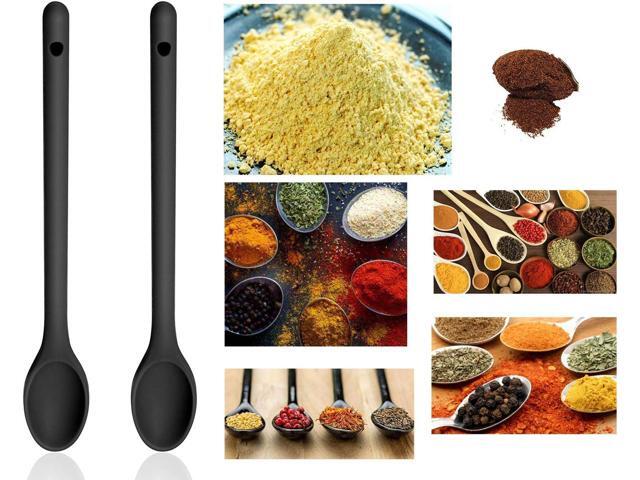 KitchenCraft Silicone Stirring Spoons - Set of 3, 12 Inch Long Handle, Nonstick, BPA Free, Nontoxic & Heat Resistant to 480F (3 in Black)