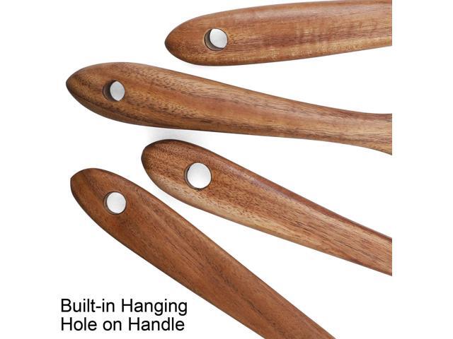 Wooden Cooking Utensils Set 4-Piece Wood Kitchen Utensil Set for Non Stick Cookware Wooden Spatula,Fork,Turner,Ladle,Strainer Spoons