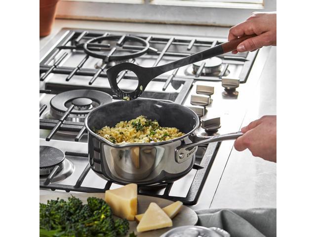 STAUB Risotto Spoon, Cooking Utensil, Perfect for Stirring and Serving Risotto, Durable BPA-Free Matte Black Silicone, Acacia Wood Handles, Safe...