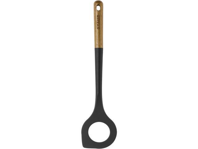 STAUB Risotto Spoon, Cooking Utensil, Perfect for Stirring and Serving Risotto, Durable BPA-Free Matte Black Silicone, Acacia Wood Handles, Safe...
