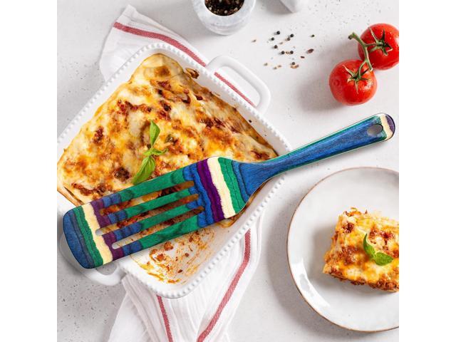 Baltique Mumbai Collection 13' Wooden Spurtle Spatula Colorful Birch Wood Cooking Utensil, Nonstick Safe, Versatile Stirring & Serving Tool