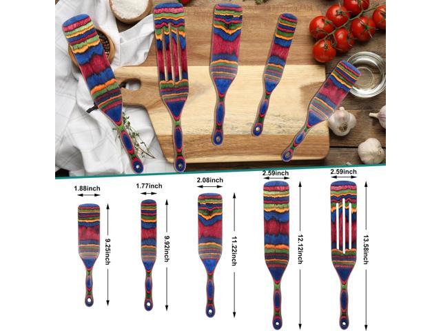 Spurtle Set, Wooden Utensils for Cooking, Kitchen Utensils Set, Pakkawood Kitchen Cooking Utensils Set, Apartment Essentials Wood Serving Spatula...