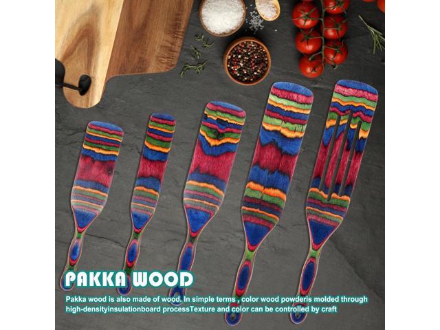 Spurtle Set, Wooden Utensils for Cooking, Kitchen Utensils Set, Pakkawood Kitchen Cooking Utensils Set, Apartment Essentials Wood Serving Spatula...