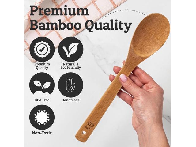 PriorityChef Wooden Spoons for Cooking, 8Pc Non Scratch Bamboo Cooking Utensils, Non-Toxic Wooden Utensil Set, Easy to Clean Kitchen Utensils Set...