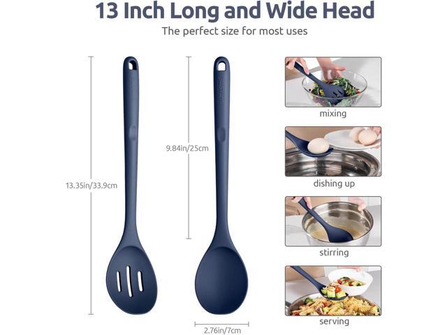600ºF Heat Resistant Silicone Spoons: U-Taste 13.3in Solid & Slotted Kitchen Cooking Spoon, Nonstick Long Rubber Utensil, Sturdy for Mixing,...