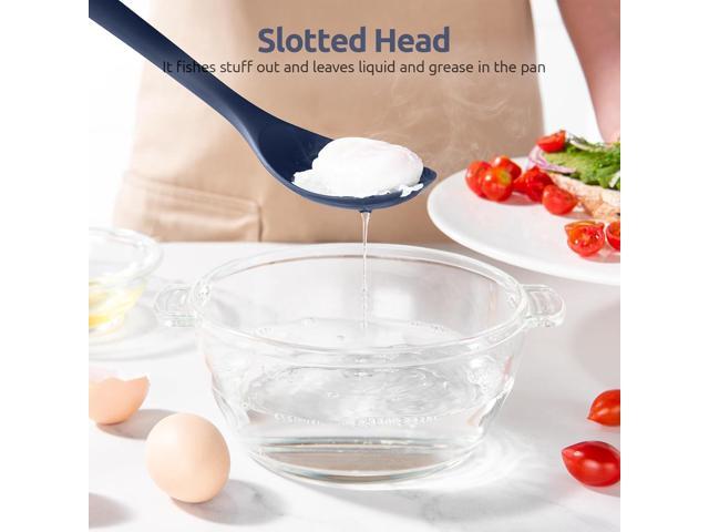 600ºF Heat Resistant Silicone Spoons: U-Taste 13.3in Solid & Slotted Kitchen Cooking Spoon, Nonstick Long Rubber Utensil, Sturdy for Mixing,...