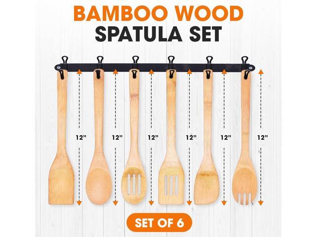 Cheer Collection Wooden Spoons for Cooking - Bamboo Cooking Utensils Set of 6, Wooden Utensil Set, Kitchen Utensils Set Wood, Wooden Spatula Set,...