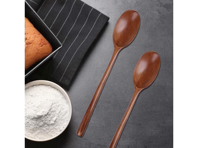 8 Pieces Wood Soup Spoons, DaKuan Wooden Ladle Spoon Set for Cooking Mixing Stirring Honey Tea Soda Dessert Coconut Bowl Nonstick Pots Kitchen- 9 Inch
