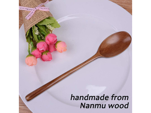 8 Pieces Wood Soup Spoons, DaKuan Wooden Ladle Spoon Set for Cooking Mixing Stirring Honey Tea Soda Dessert Coconut Bowl Nonstick Pots Kitchen- 9 Inch