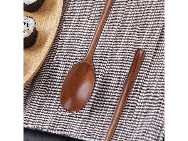 8 Pieces Wood Soup Spoons, DaKuan Wooden Ladle Spoon Set for Cooking Mixing Stirring Honey Tea Soda Dessert Coconut Bowl Nonstick Pots Kitchen- 9 Inch