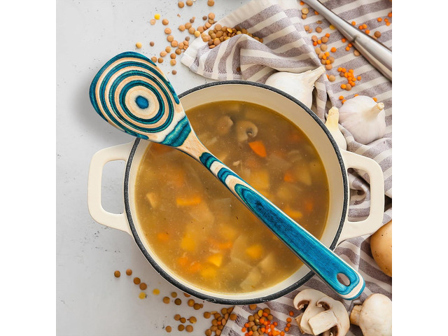Baltique Mykonos Collection Wooden Cooking Spoon 12.5-Inch Kitchen Utensil for Mixing, Stirring, Serving Safe for Nonstick Cookware