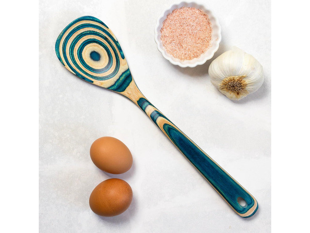 Baltique Mykonos Collection Wooden Cooking Spoon 12.5-Inch Kitchen Utensil for Mixing, Stirring, Serving Safe for Nonstick Cookware