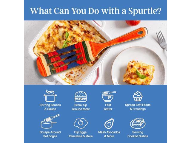 Baltique Marrakesh Collection 13' Wooden Spurtle Spatula Colorful Birch Wood Cooking Utensil, Nonstick Safe, Versatile Stirring & Serving Tool