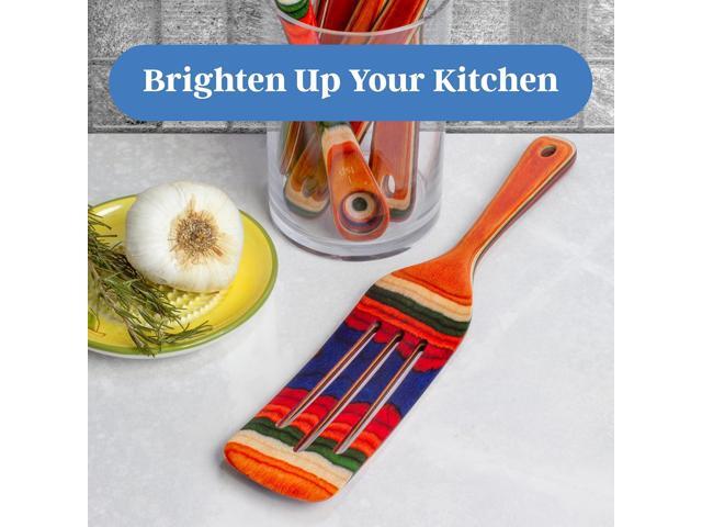 Baltique Marrakesh Collection 13' Wooden Spurtle Spatula Colorful Birch Wood Cooking Utensil, Nonstick Safe, Versatile Stirring & Serving Tool