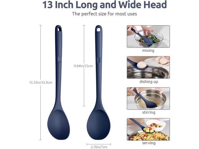 600ºF Heat Resistant Silicone Spoon: U-Taste 13.3in Solid Kitchen Cooking Spoon, Nonstick Food Grade Large Soup Rubber Utensil for Mixing, Serving,...